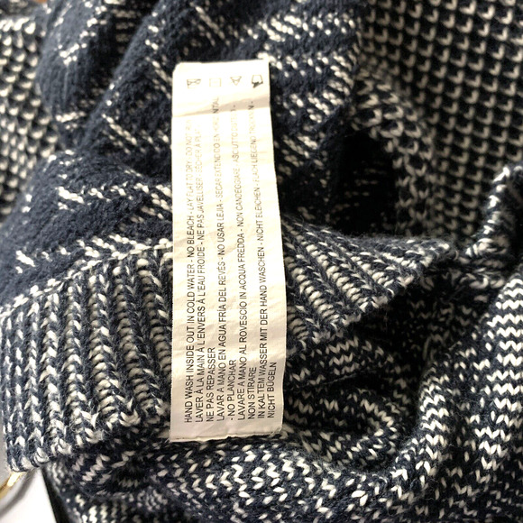 French FDJ Collection Womens Blue White Color Block Turtleneck Sweater Sz Medium - Picture 6 of 9